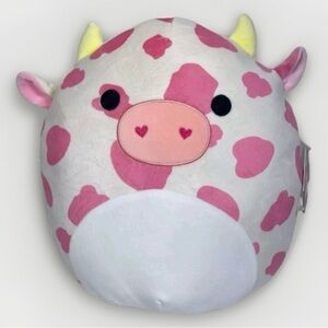 Pink and White Cow Plush Pillow Evangelica